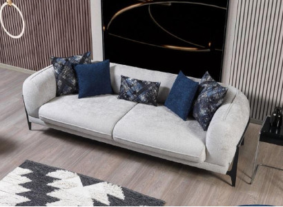 Moderner Dreisitzer Stoffmöbel Wohnzimmer Couch Designermöbel Sofas